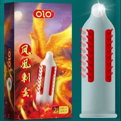 Презерватив OLO с усиками + шарик "Phoenix Spiny condom" (1 презератив + 1 шарик)