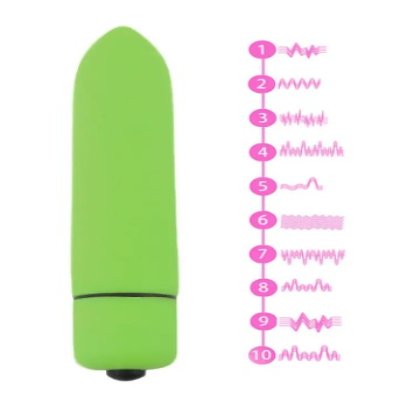 Компактный мини вибратор, ВиброПуля с 10 режимами вибрации зеленый