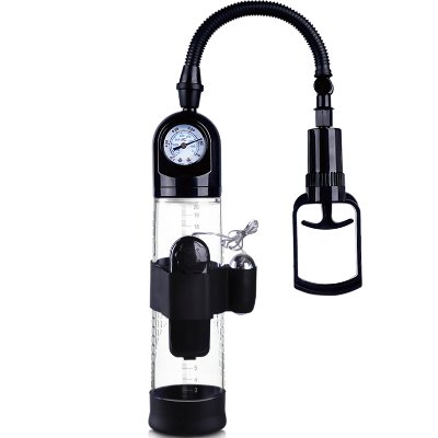 Вакуумная вибропомпа с манометром и вибрацией Penis Pump Steam-Gauge прозрачный