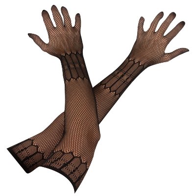 Удлиненные черные перчатки из мягкой эластичной сетки Cottelli S/M/L