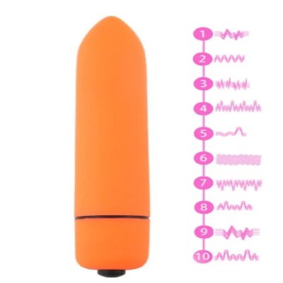 Компактный мини вибратор, ВиброПуля с 10 режимами вибрации оранжевый