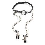 O-Ring Gag with Nipple Clamps - мініатюра 2