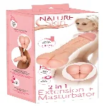 Насадка на член/мастурбатор - Nature Skin 2in1 Extension+Masturbator (+5 см) - мініатюра 1