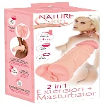 Насадка+мастурбатор - Nature Skin 2in1 Extension+Masturbator (+8 см) - мініатюра 1