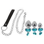 Набір анальних пробок і повідець - Butt Plug Set with a Leash - мініатюра 2