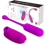 Віброяйце з кліторальним стимулятором - Pretty Love Curupira Multifunctional 2 in 1 Purple - мініатюра 1