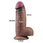 Фалоімітатор - Dual-Layered Silicone Cock XXL 9.5" Brown - мініатюра 2