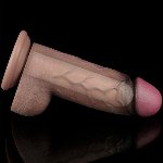 Фалоімітатор - Dual-Layered Silicone Cock XXL 9.5" Brown - мініатюра 3
