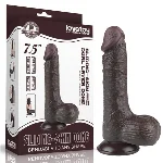 Фалоімітатор - Sliding-Skin Dual Layer Dong 7.5" Black #3 - мініатюра 1