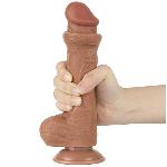 Фалоімітатор - Sliding-Skin Dual Layer Dong 8" Brown #3 - мініатюра 2