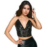Топ - Cottelli Collection Metal Top Black S-L - мініатюра 2