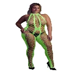 Бодістокінг - Ouch! Bodystocking With Halterneck Green, XL/4XL - мініатюра 1
