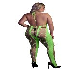 Бодістокінг - Ouch! Bodystocking With Halterneck Green, XL/4XL - мініатюра 2
