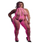 Бодістокінг - Ouch! Bodystocking With Halterneck Pink, XL/4XL - мініатюра 1