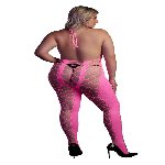 Бодістокінг - Ouch! Bodystocking With Halterneck Pink, XL/4XL - мініатюра 2