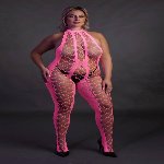 Бодістокінг - Ouch! Bodystocking With Halterneck Pink, XL/4XL - мініатюра 6