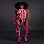 Бодістокінг - Ouch! Bodystocking With Halterneck Pink, XS/XL - мініатюра 4