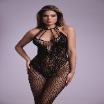 Бодістокінг - Christine Crotchless Bodystocking With Flowerlace Amara Black - мініатюра 5