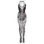 Бодістокінг - Christine Crotchless Bodystocking With Flowerlace Amara Black - мініатюра 7