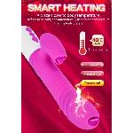Вібратор - Silicone Vibrator USB 7 Function and Thrusting Function / Heating Purple - мініатюра 4