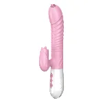 Вібратор - Silicone Vibrator USB 7 Function and Thrusting Function / Heating Pink - мініатюра 1