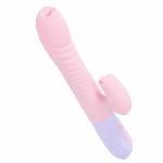 Вібратор - Silicone Vibrator USB 7 Function and Thrusting Function / Heating Pink - мініатюра 2
