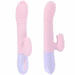 Вібратор - Silicone Vibrator USB 7 Function and Thrusting Function / Heating Pink - мініатюра 7
