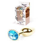 Анальна пробка - Jewellery Gold Plug Light Blue - мініатюра 1