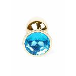 Анальна пробка - Jewellery Gold Plug Light Blue - мініатюра 2