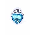 Анальна пробка - Jewellery Silver Heart Plug Light Blue - мініатюра 2