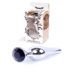 Анальна пробка - Jewellery Silver Long Plug Black - мініатюра 1