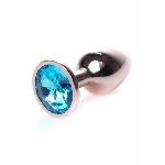 Анальна пробка - Jewellery Red Gold Plug Light Blue - мініатюра 3