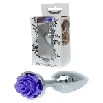 Анальна пробка - Jewellery Silver Rose Plug Purple - мініатюра 1
