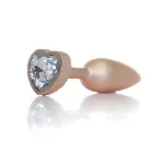 Анальна пробка - Jewellery Pearl Gold Heart Plug Clear S - мініатюра 1