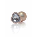 Анальна пробка - Jewellery Pearl Gold Heart Plug Clear M - мініатюра 4