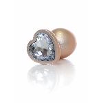 Анальна пробка - Jewellery Pearl Gold Heart Plug Clear L - мініатюра 4