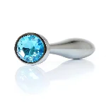 Анальна пробка - Jewellery Silver Plug Light Blue L - мініатюра 1