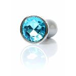 Анальна пробка - Jewellery Silver Plug Light Blue L - мініатюра 2