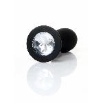 Анальна пробка - Jewellery Silicone Black Plug M Clear - мініатюра 2