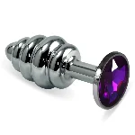 Анальна пробка - Heavy Metal Anal Plug Silver Rosebud Spiral Purple - мініатюра 1