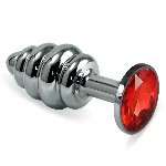 Анальна пробка - Heavy Metal Anal Plug Silver Rosebud Spiral Red - мініатюра 1