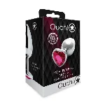 Анальна пробка - Ouch! Metal Butt Plug Medium Silver/Rubellite Pink - мініатюра 1