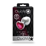 Анальна пробка - Ouch! Metal Butt Plug Medium Silver/Rubellite Pink - мініатюра 7