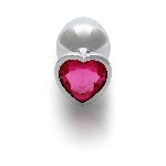 Анальна пробка - Ouch! Metal Butt Plug Medium Silver/Rubellite Pink - мініатюра 4
