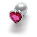 Анальна пробка - Ouch! Metal Butt Plug Medium Silver/Rubellite Pink - мініатюра 3