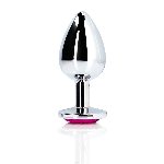 Анальна пробка - Ouch! Metal Butt Plug Medium Silver/Rubellite Pink - мініатюра 5