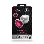 Анальна пробка - Ouch! Metal Butt Plug Large Silver/Rubellite Pink - мініатюра 7