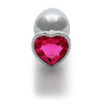 Анальна пробка - Ouch! Metal Butt Plug Large Silver/Rubellite Pink - мініатюра 4