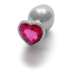 Анальна пробка - Ouch! Metal Butt Plug Large Silver/Rubellite Pink - мініатюра 3