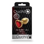 Анальна пробка - Ouch! Metal Butt Plug Small Gold/Ruby Red - мініатюра 7
